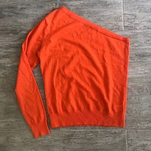 Michael Kors Asymmetric Shoulder Orange Sweater M